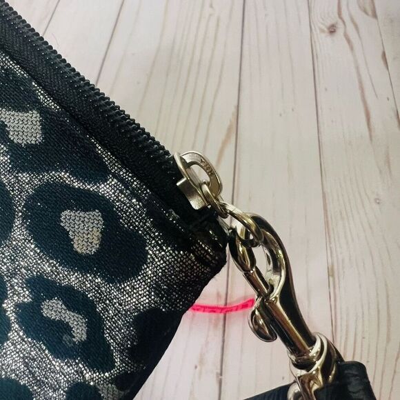 Coach Black Silver Glitter Leopard Zip Wristlet - Picture 7 of 7